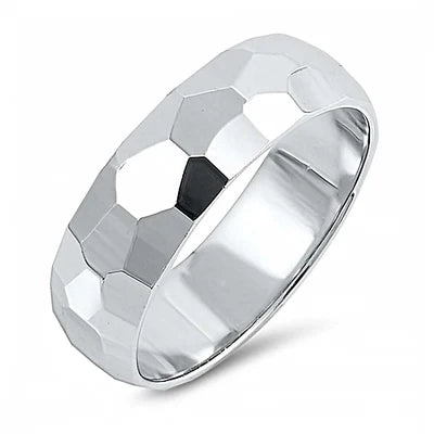 Sterling Silver 6MM Diamond Cut Band Ring